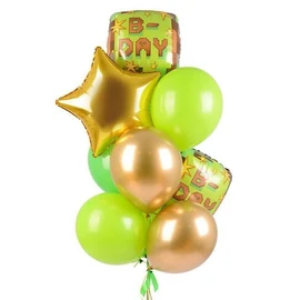{{photo.Alt || photo.Description || 'Связка воздушных шаров с квадратами майнкрафт "B-DAY"'}}